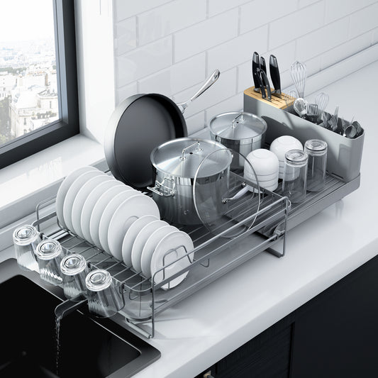 Kitsure Large Dish Drying Rack - Extendable Dish Rack-free shipping