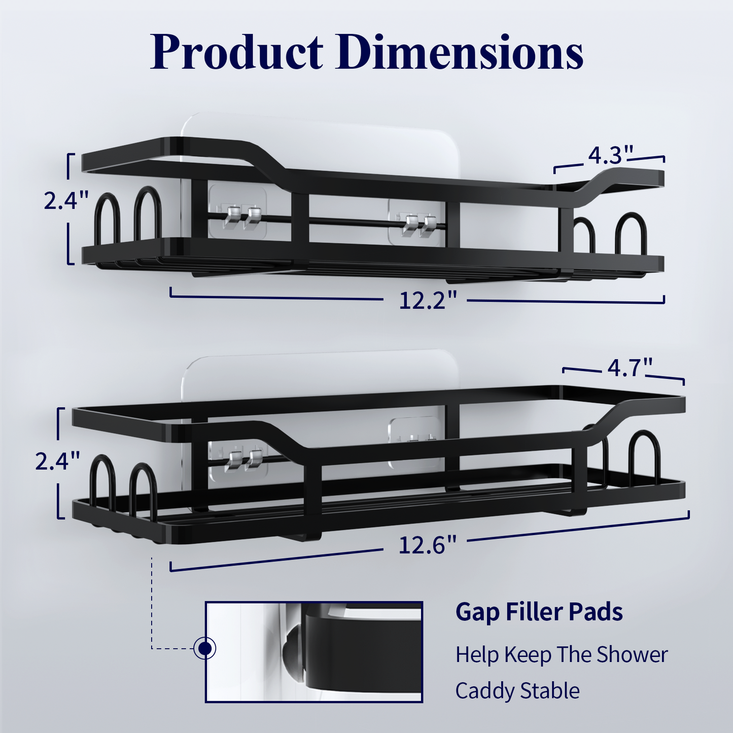 Kitsure Shower Caddy - 2 Pack, No Drilling Shower Organizer