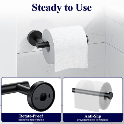 Kitsure Toilet Paper Holder Wall Mount - Sturdy Round Matte Black Toilet Paper Holder for Mega Roll, Premium 304 Stainless Steel Toilet Paper Roll Holder for Bathroom, Washroom（469）