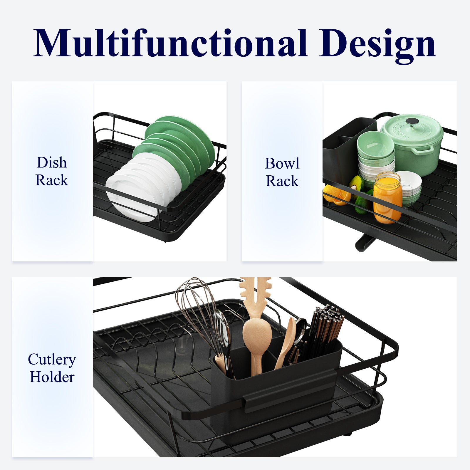 Kitsure Dish Drying Rack in Sink - Dual-Use Dish Rack for Countertops