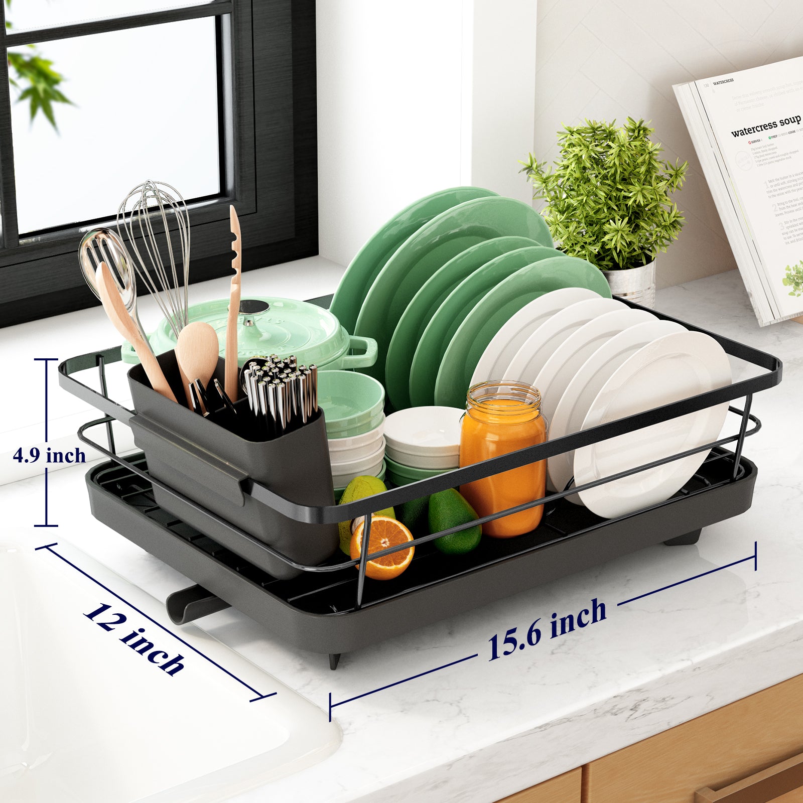 2-tier Dish Drying Rack With Drainboard Set, Over The Sink Dish Rack For  Kitchen Counter With Bowl Rack And Cup Rack, Space Saving Kitchen  Accessories For Dishes, Knives, Spoons, And Forks, Kitchen