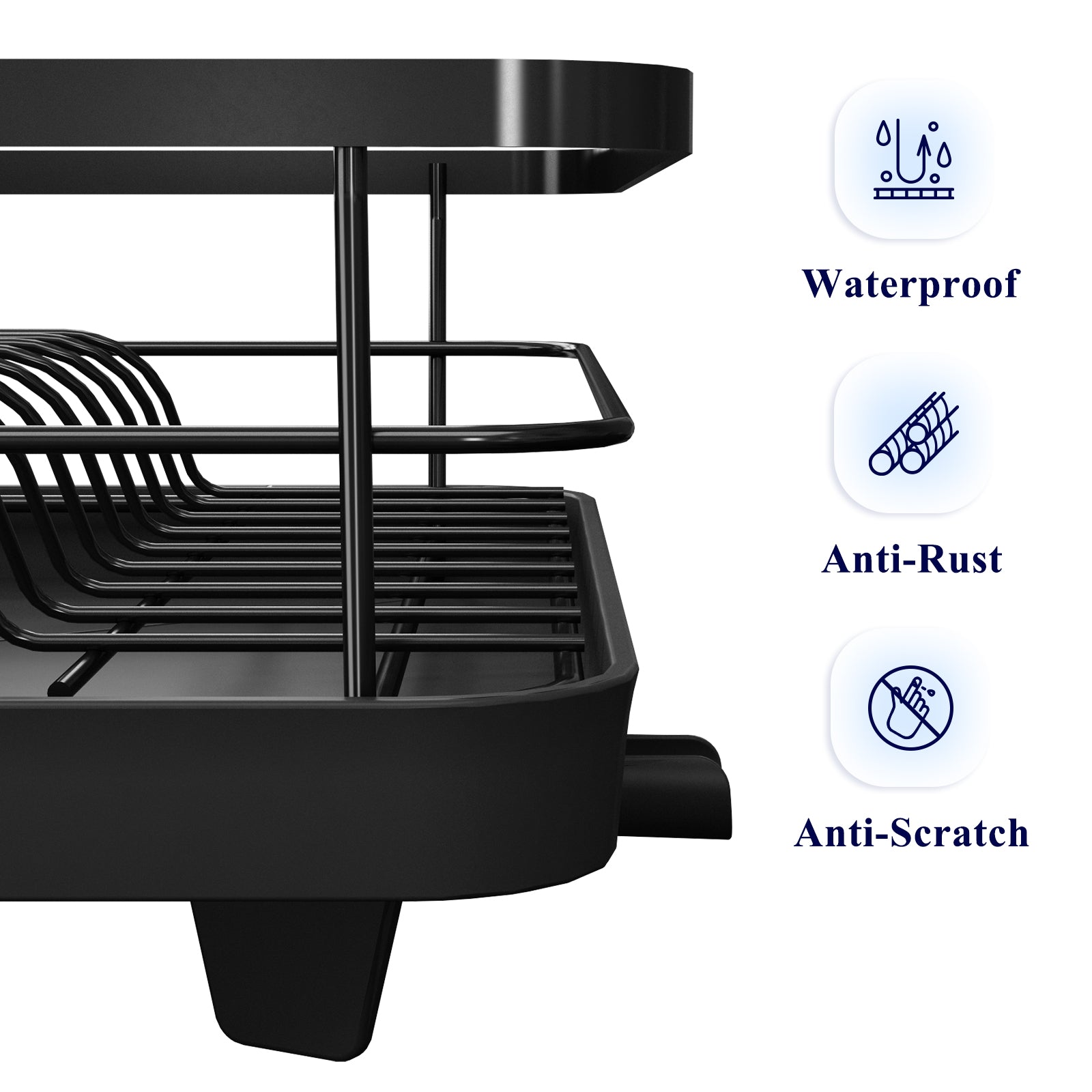 Kitsure Dish Drying Rack - Adjustable & Space-Saving Dish Rack (25.5-3