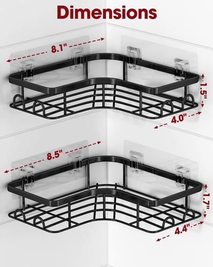 Corner Shower Caddy - 2 Pack, Adhesive Shower Organizers