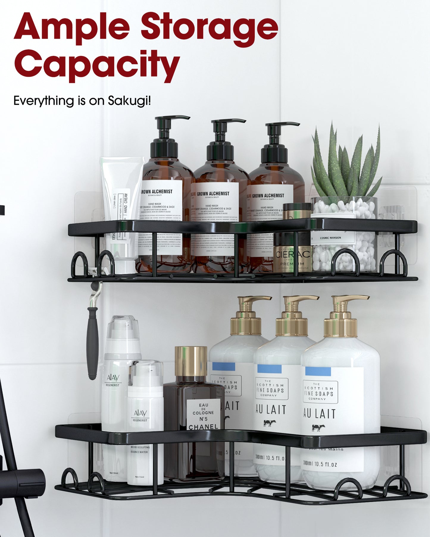 Corner Shower Caddy - 2 Pack, Adhesive Shower Organizers