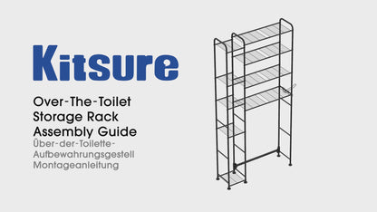 Kitsure Over Toilet Storage Rack, 68.7" H 9-Tier Adjustable Side Shelves | Bathroom, Small Bathrooms, Apartments, Rental Homes, Space Saving, Adjustable Side Shelves, Black, Metal Organizer
