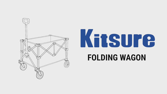 Kitsure Collapsible Wagon - Heavy Duty Foldable Wagon, Adjustable Handle, Shopping Cart with Wheels for Camping, Groceries, Black,  31.0" x 20.0" x 36.5"